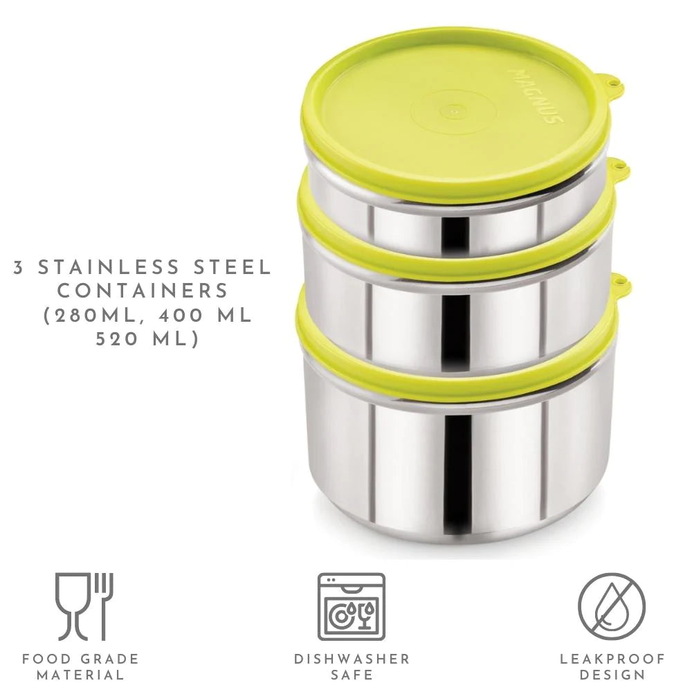 3 Airtight & Leakproof Lunch Box with Bag, 1200 ml