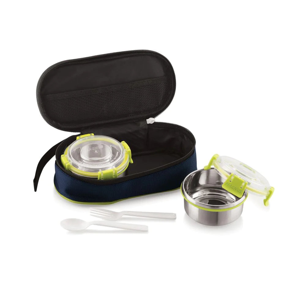 Steel Tiffin With Lunch Bag 2 Containers Meal Mate 2