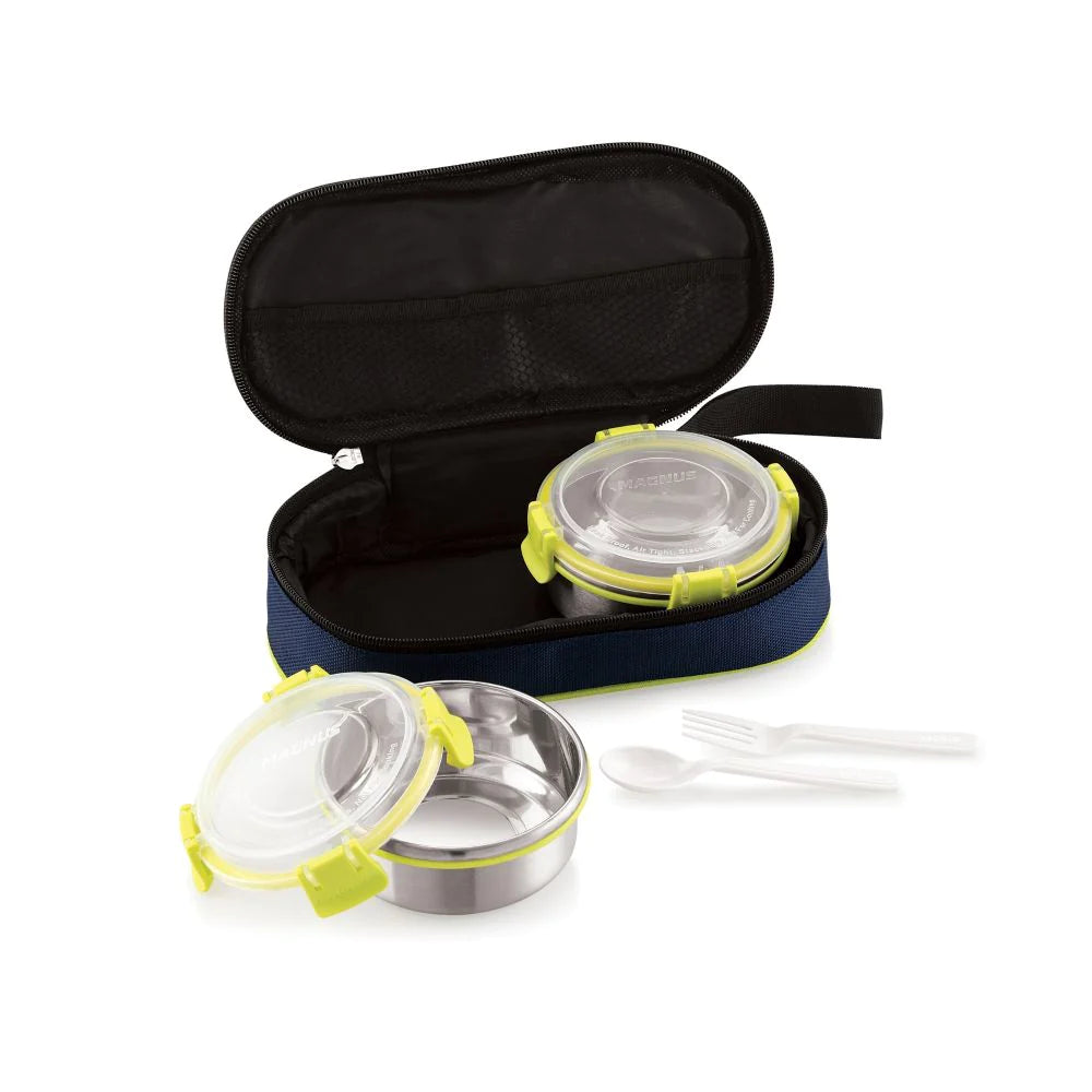 Steel Tiffin With Lunch Bag 2 Containers Meal Mate 2
