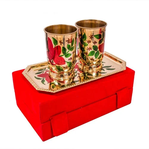 Printed Gold Plated Glass Set