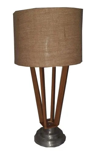 Wood and Aluminum Base Table Lamp