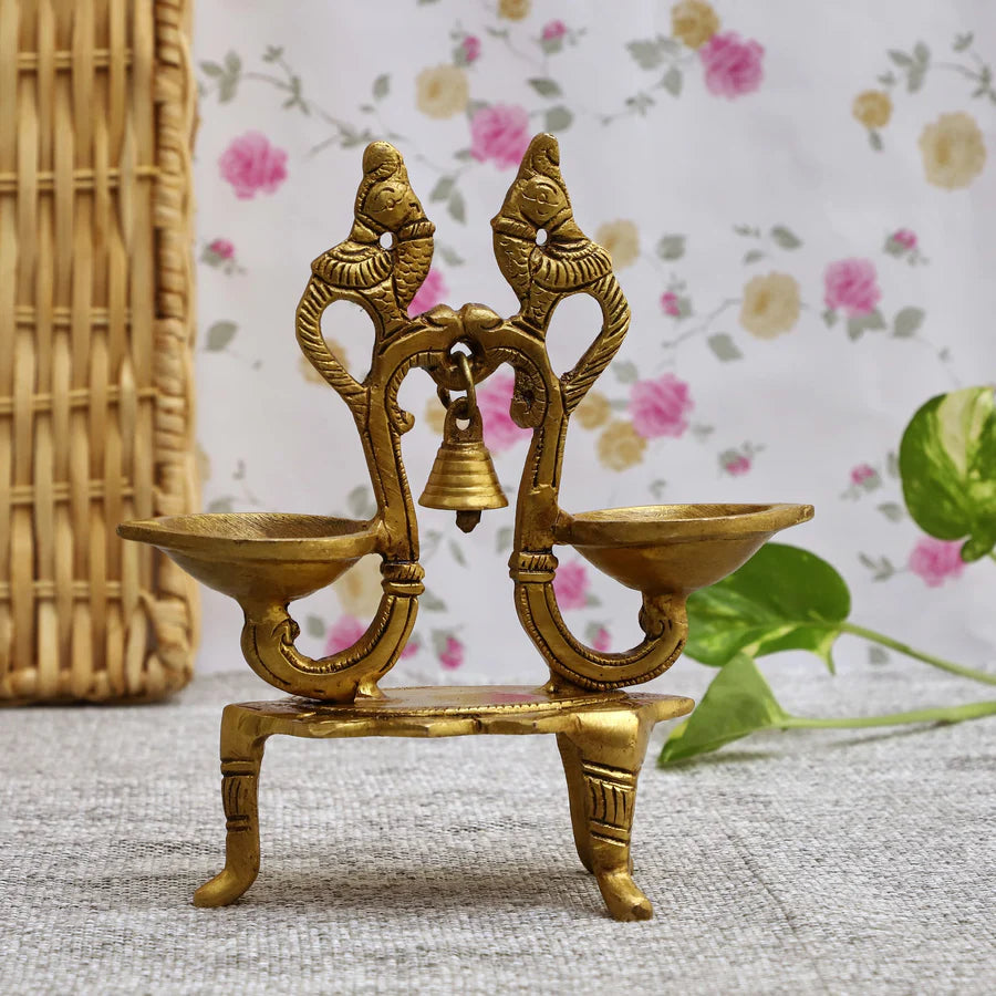Art Brass Peacock Diya (Type 6)