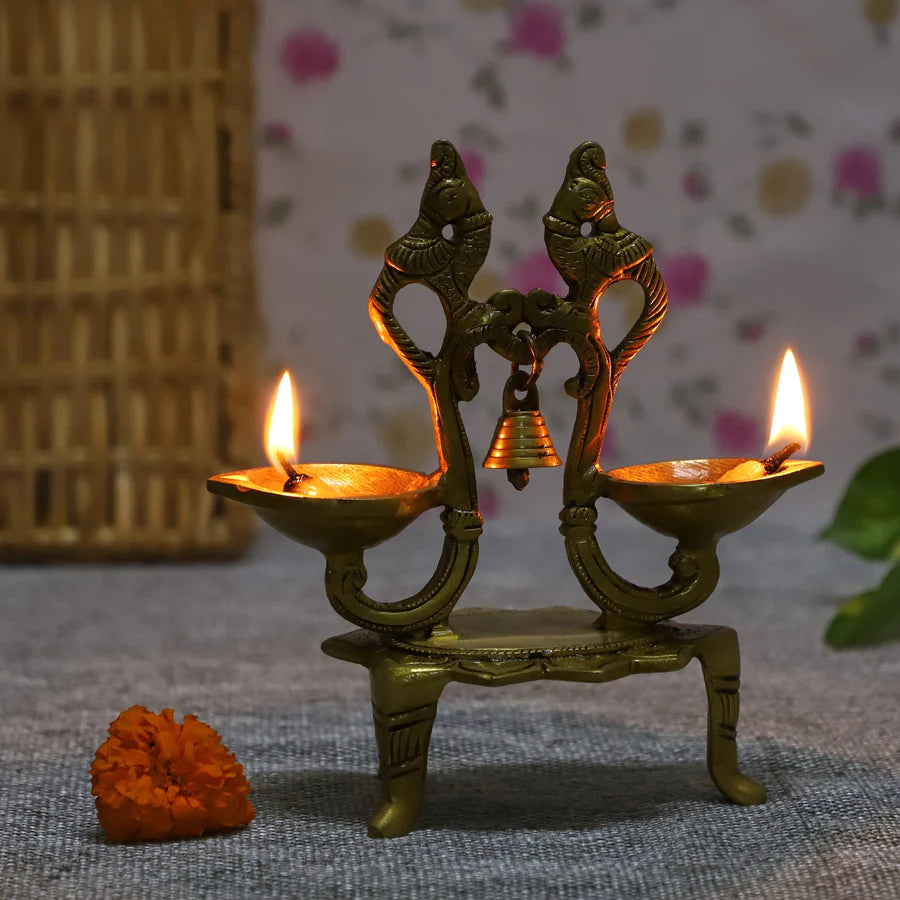 Art Brass Peacock Diya (Type 6)