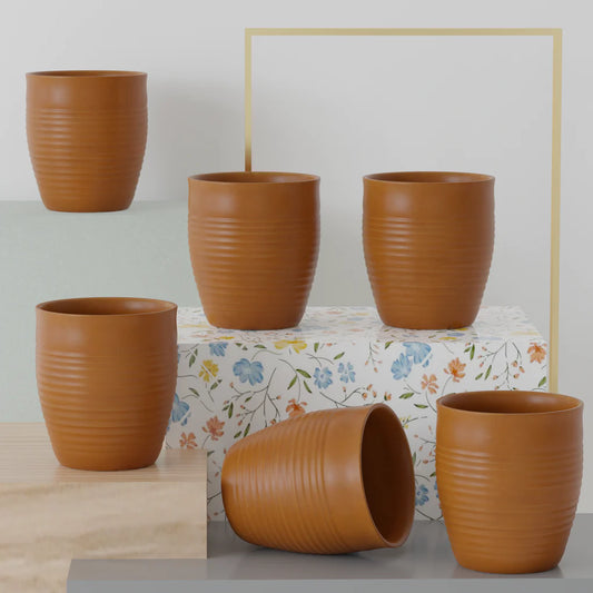 Brown Ring Kullad Tea Cups( Set of 6)