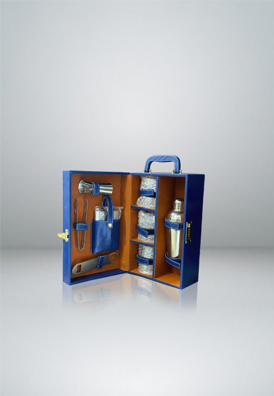 Blue Bar Set With 3 Glasses