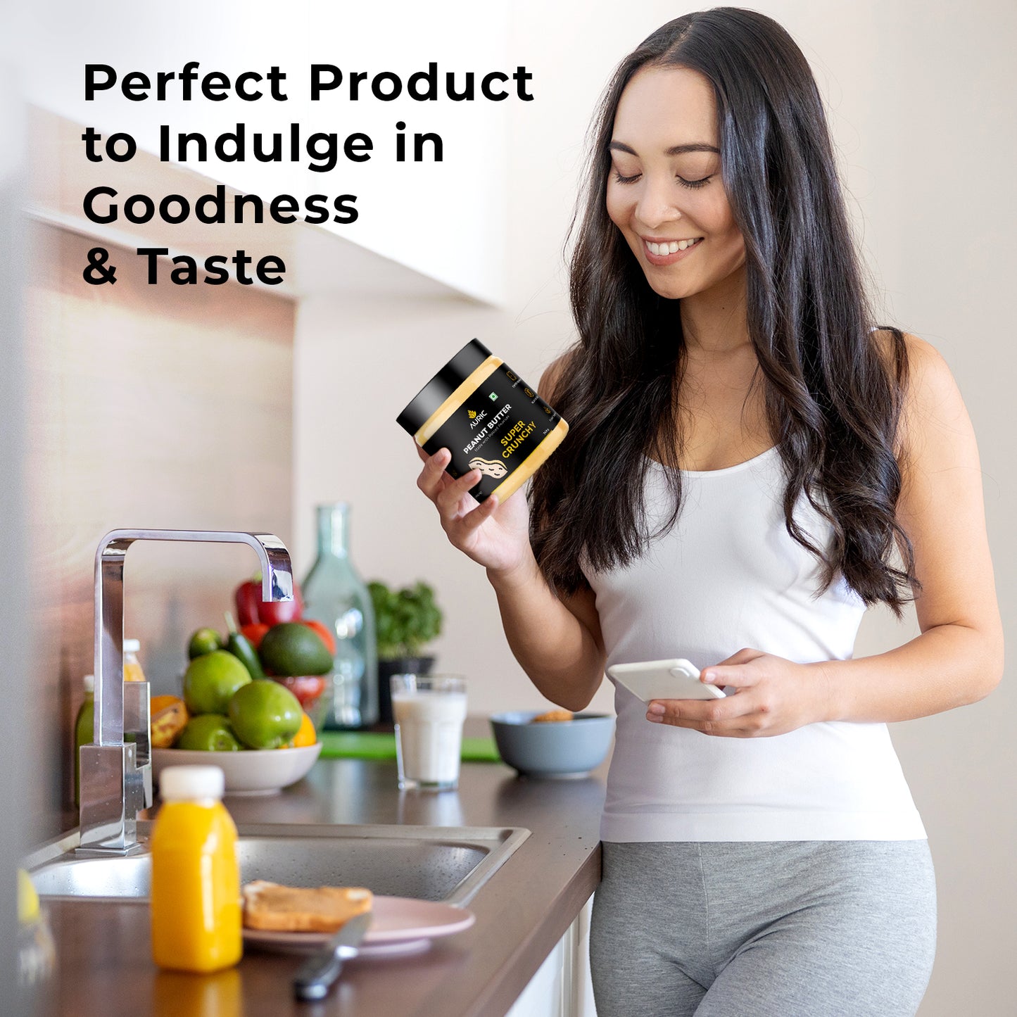 Auric Peanut Butter Crunchy | Gluten and Lactose-free | 340 g