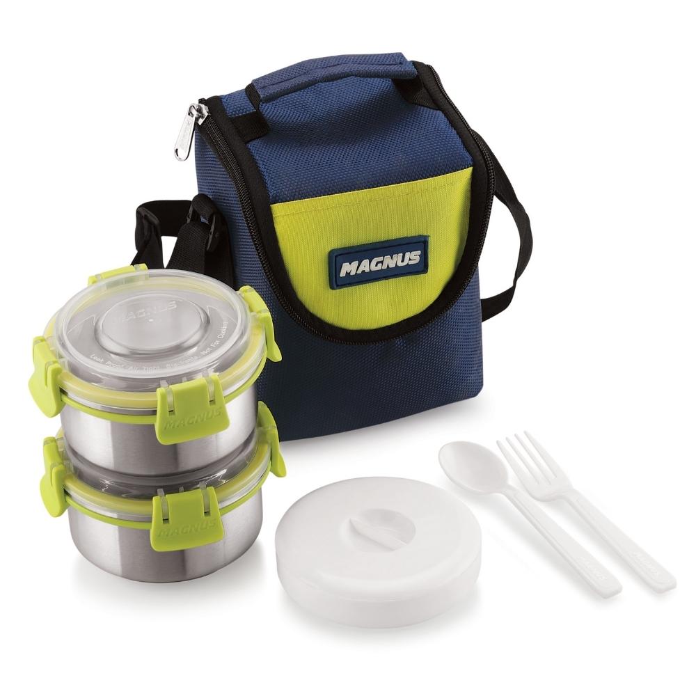 2 Airtight & Leakproof Stainless Steel Lunch Box with Bag