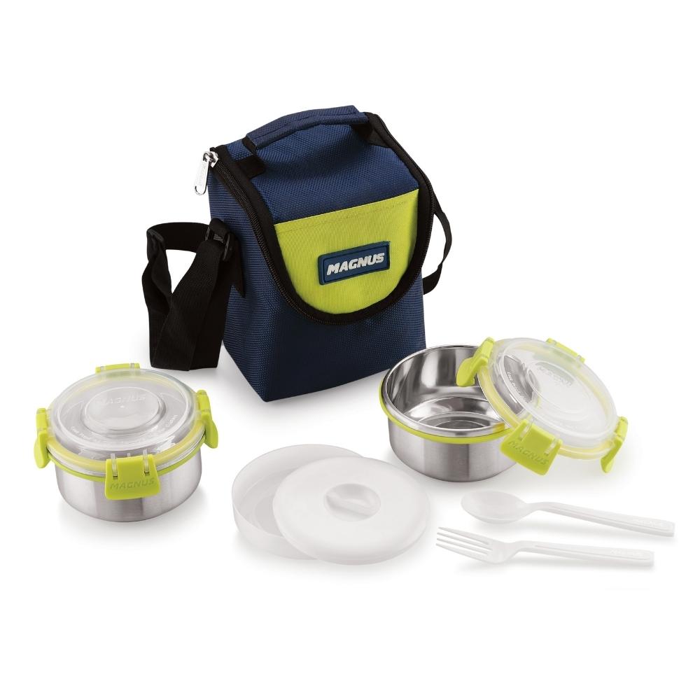 2 Airtight & Leakproof Stainless Steel Lunch Box with Bag