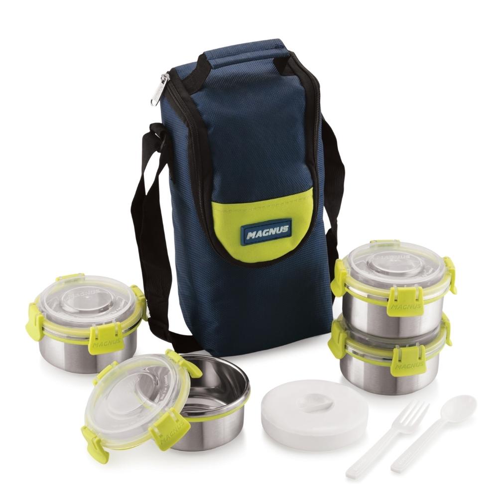 4 Airtight & Leakproof Stainless Steel Lunch Box with Bag