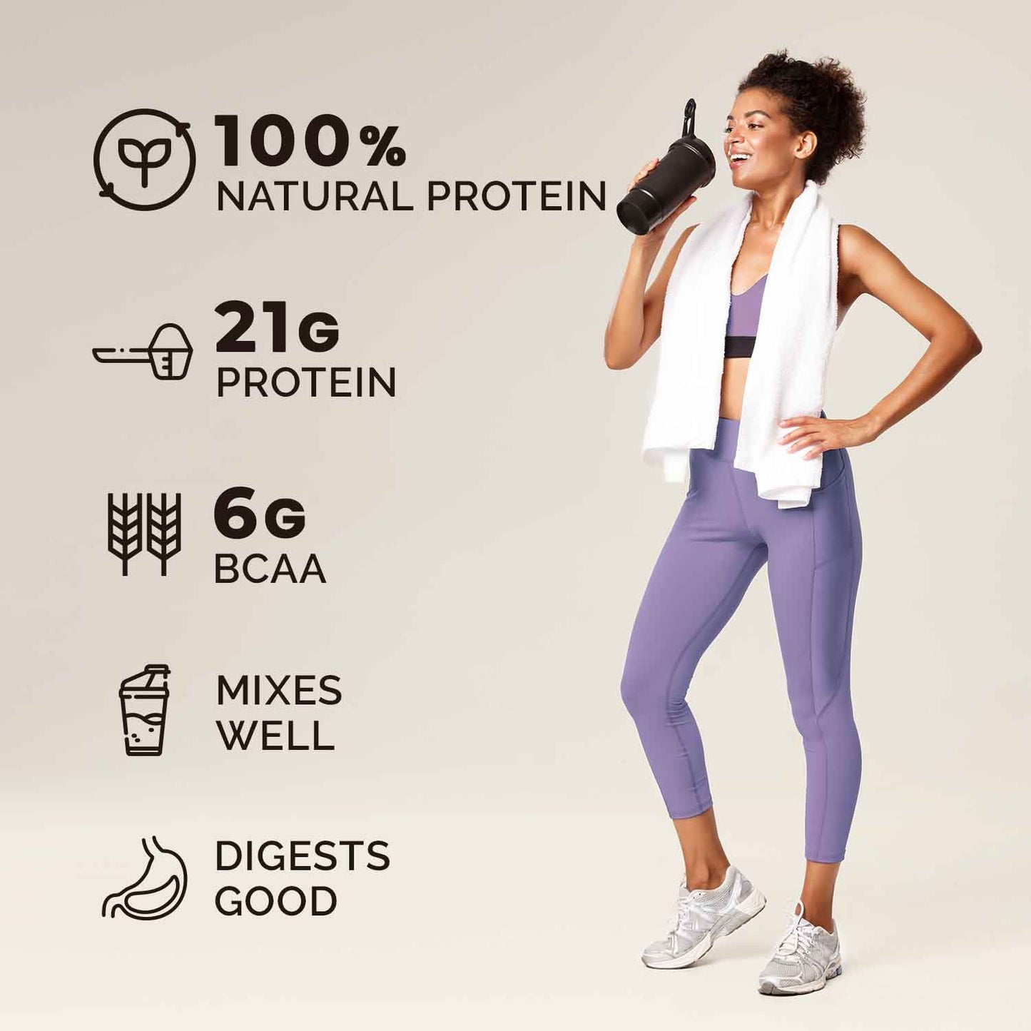 Vegan Protein Powder for Men & Women (Kesar Badam Flavor) 8 Sachet