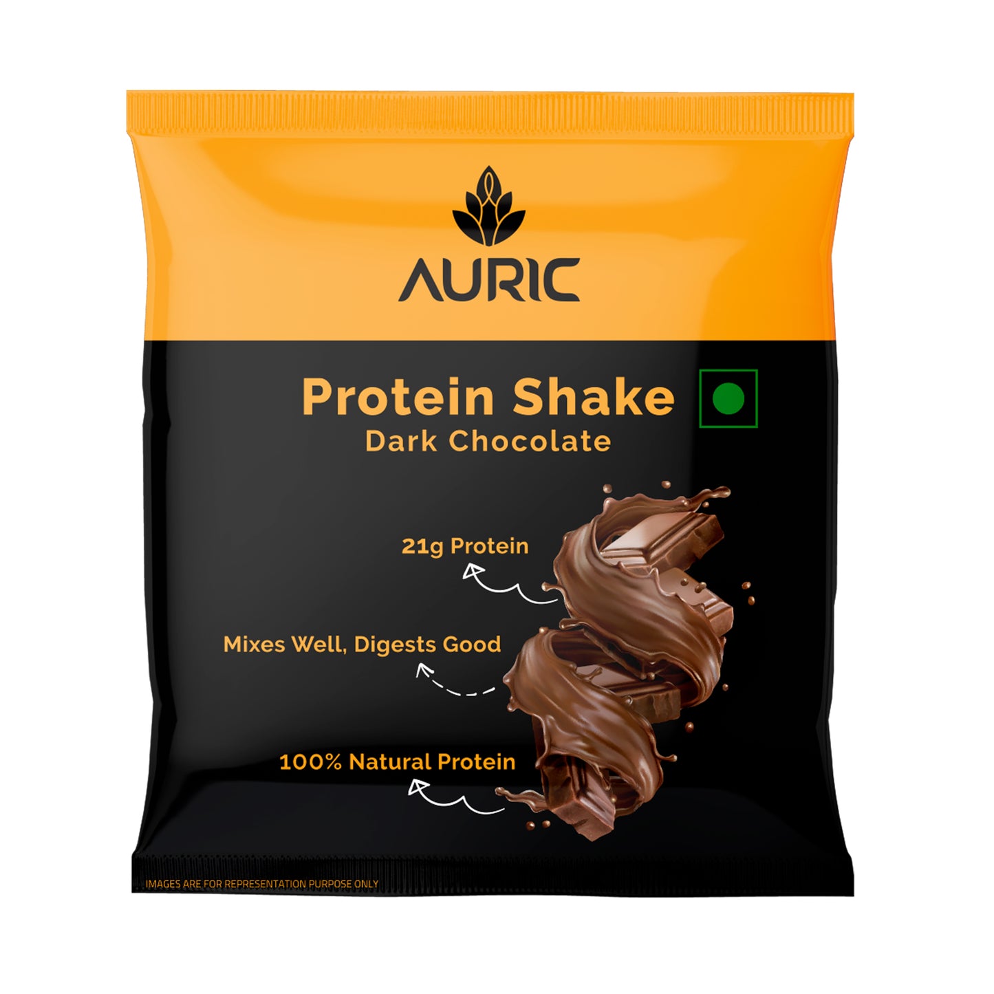 Auric Vegan Protein Powder for Men & Women (Dark Chocolate Flavor) 8 Sachet