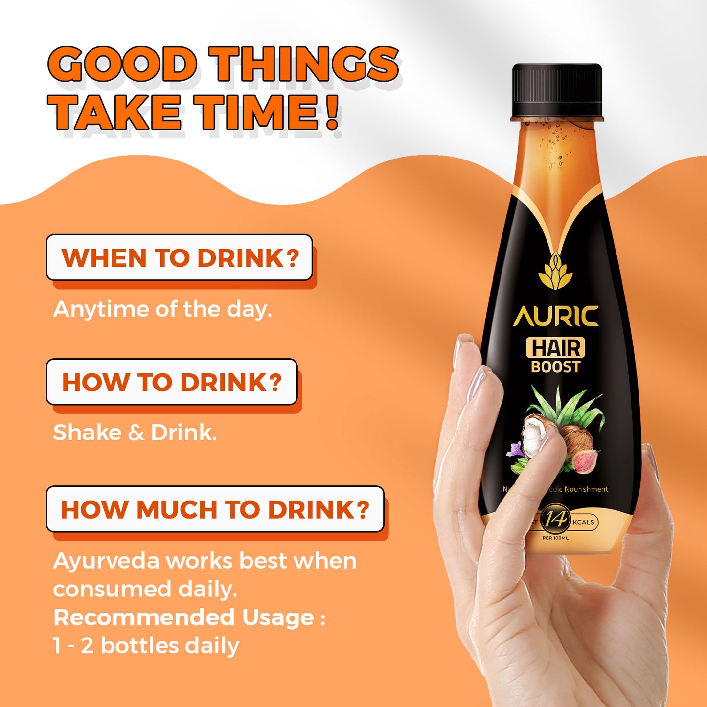 Auric Hair Care Drink | Natural Ayurvedic Juice for Hair Fall - 12 Bottles
