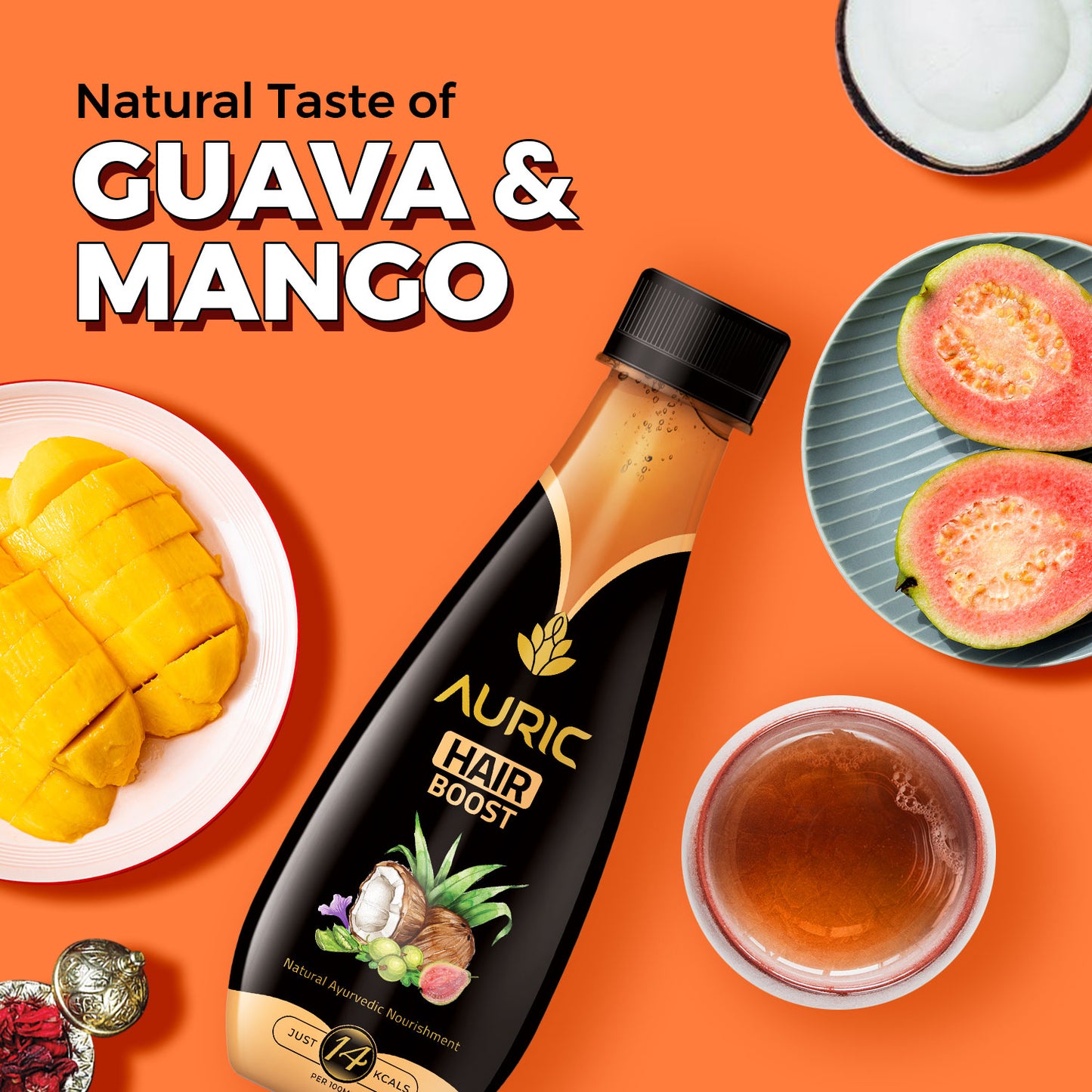 Auric Hair Care Drink | Natural Ayurvedic Juice for Hair Fall - 12 Bottles