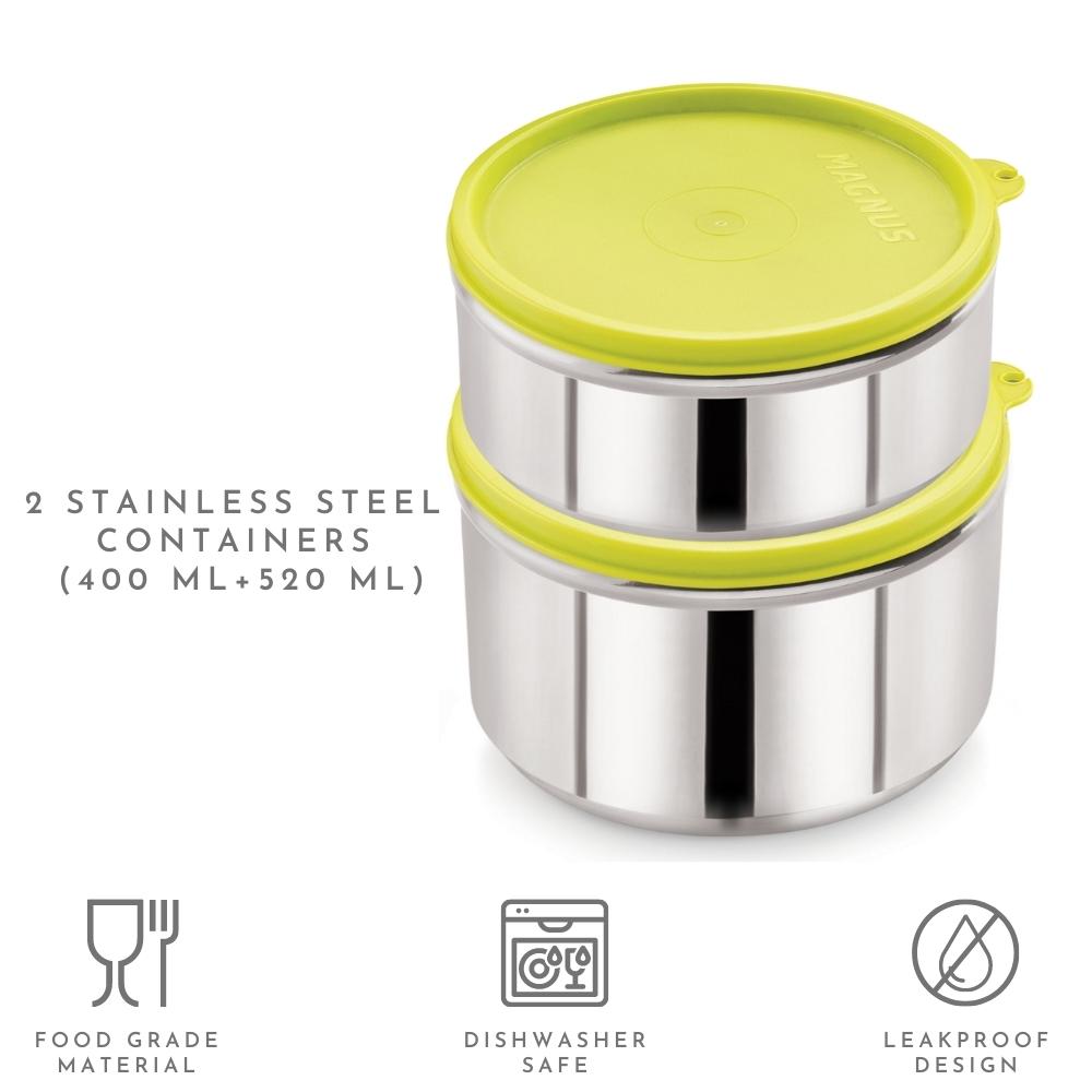 2 Airtight & Leakproof Stainless Steel Lunch Box with Bag