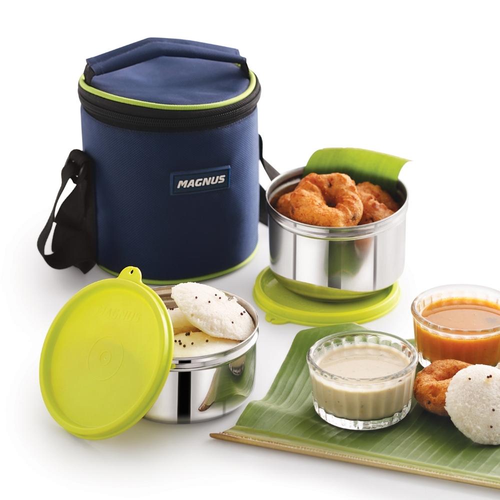 2 Airtight & Leakproof Stainless Steel Lunch Box with Bag