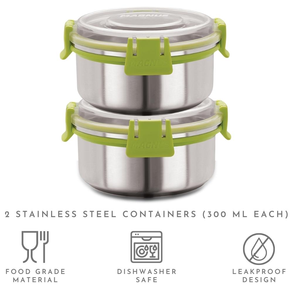 2 Airtight & Leakproof Stainless Steel Lunch Box with Bag