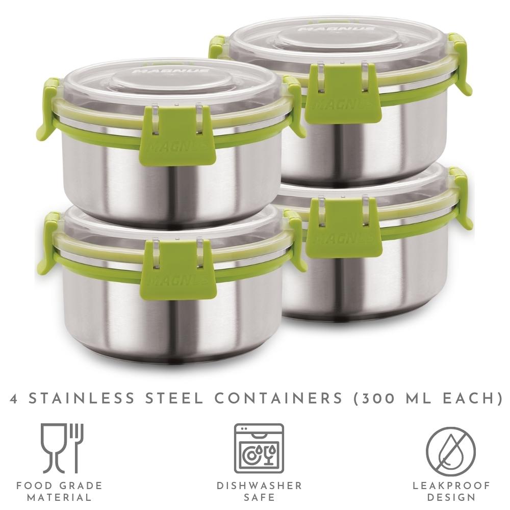 4 Airtight & Leakproof Stainless Steel Lunch Box with Bag