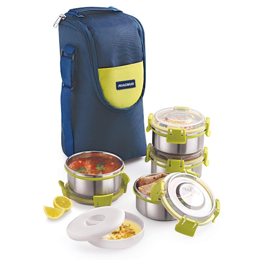 4 Airtight & Leakproof Stainless Steel Lunch Box with Bag