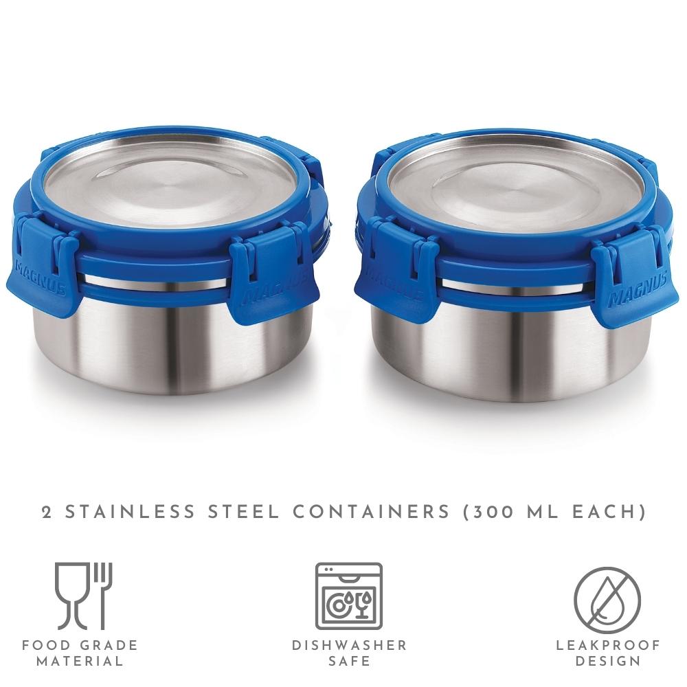 2 Deluxe Airtight & Leakproof Stainless Steel Lunch Box with Bag