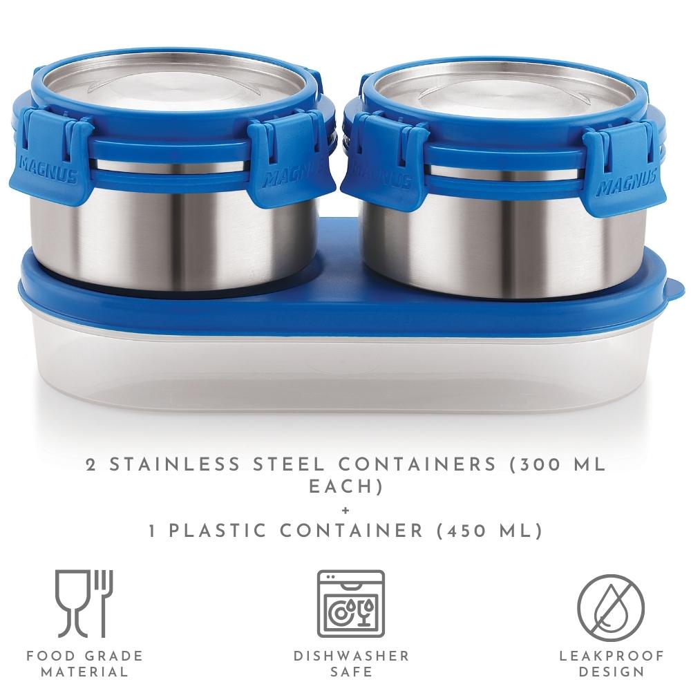 3 Deluxe Airtight & Leakproof Stainless Steel Lunch Box with Bag