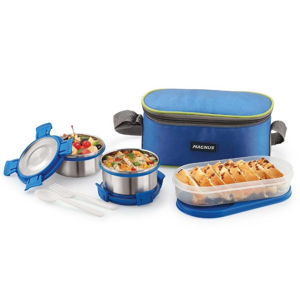 3 Deluxe Airtight & Leakproof Stainless Steel Lunch Box with Bag