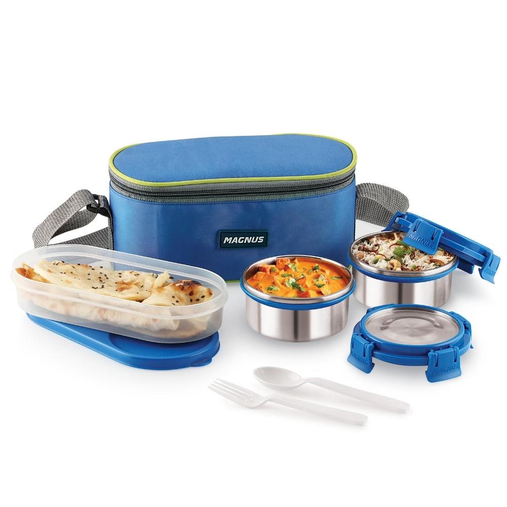 3 Deluxe Airtight & Leakproof Stainless Steel Lunch Box with Bag