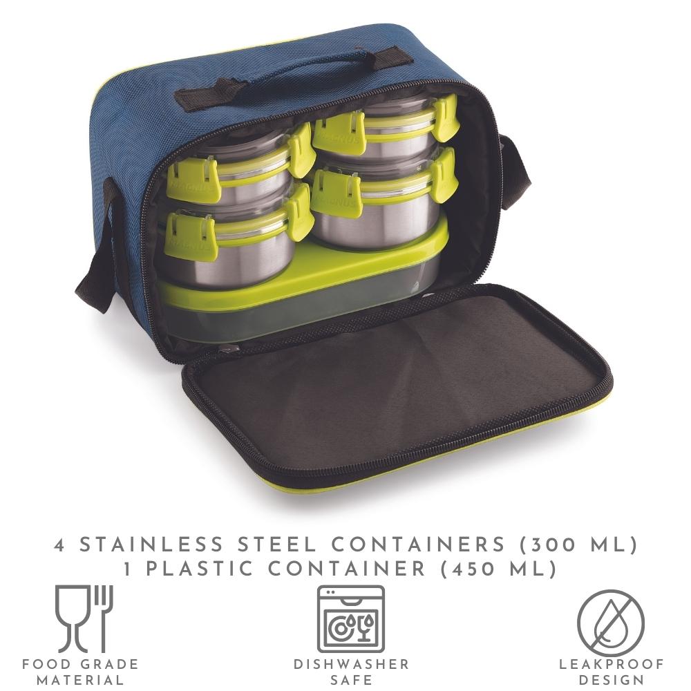 5 Airtight & Leakproof Stainless Steel Lunch Box with Bag
