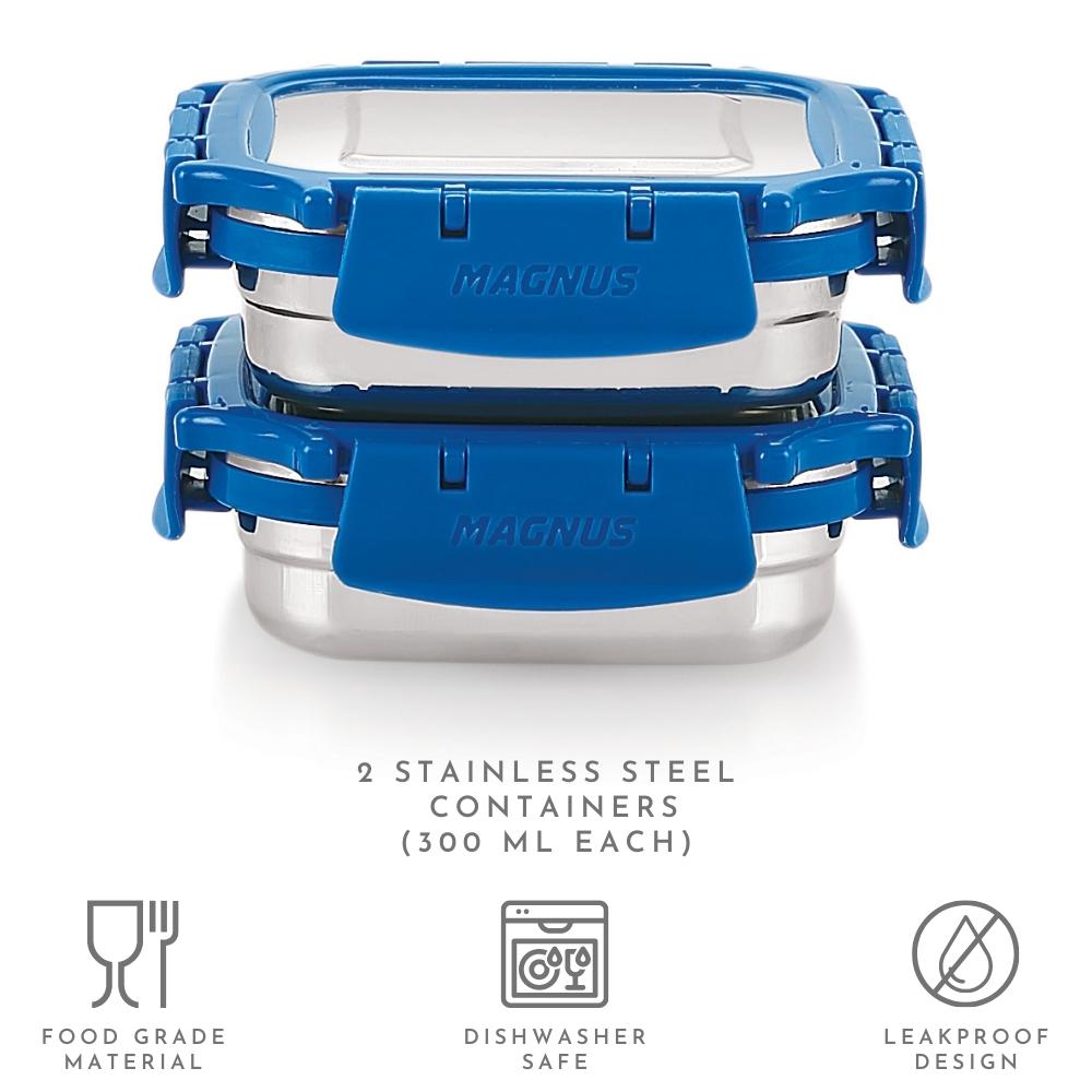 2 Airtight & Leakproof Stainless Steel Lunch Box with Bag