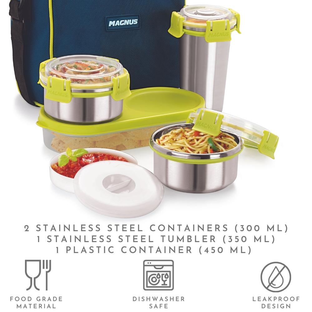 5 Airtight & Leakproof Stainless Steel Lunch Box with Bag