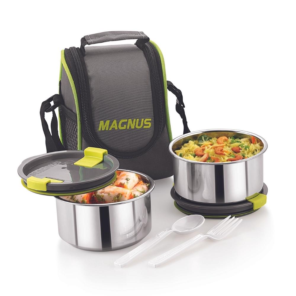 2 Airtight & Leakproof Stainless Steel Lunch Box with Bag