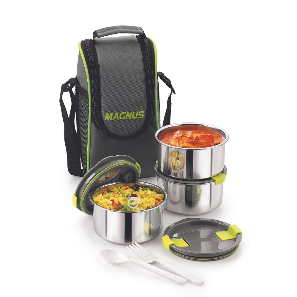 3 Airtight & Leakproof Stainless Steel Lunch Box with Bag