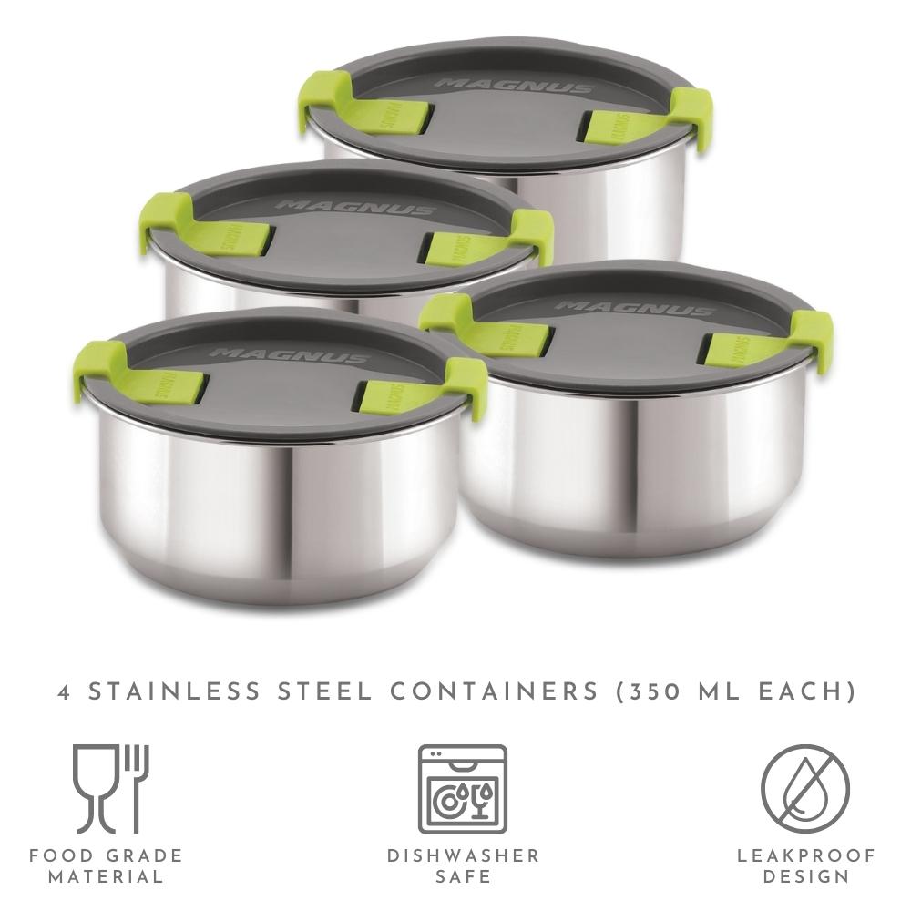 4 Airtight & Leakproof Stainless Steel Lunch Box with Bag