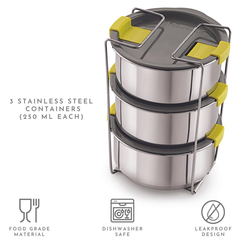 Pride 3 Deluxe Insulated Lunch Box for Office 3 Containers Lunch Box