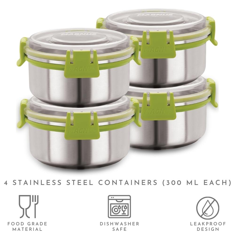 4 Airtight & Leakproof Stainless Steel Lunch Box with Bag