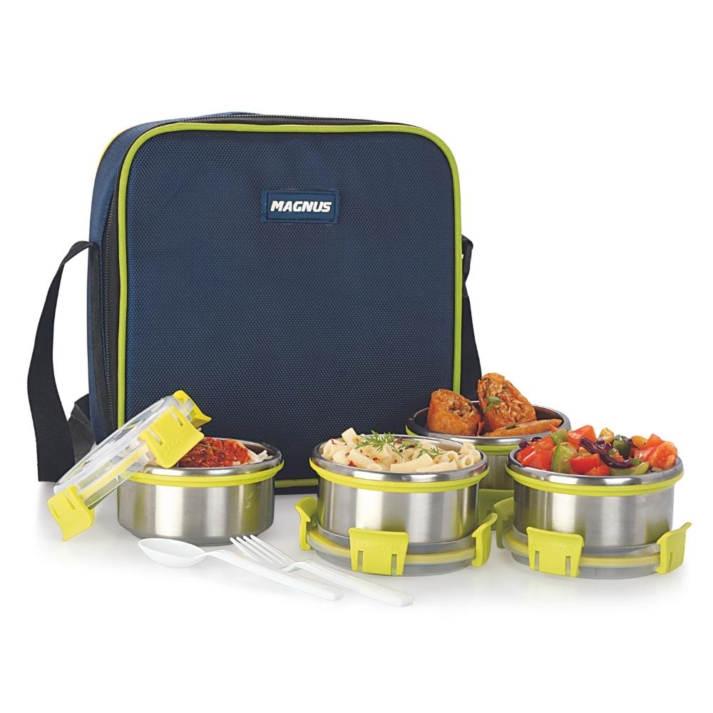 4 Airtight & Leakproof Stainless Steel Lunch Box with Bag