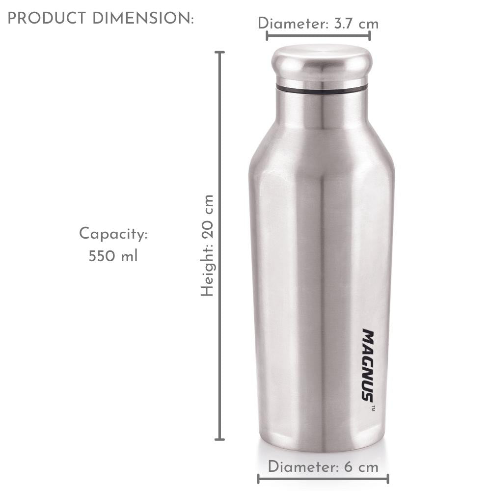 Sporty Single Wall Stainless Steel Bottle for Men & Women(BPA Free, Leakproof) 550 ml Bottle