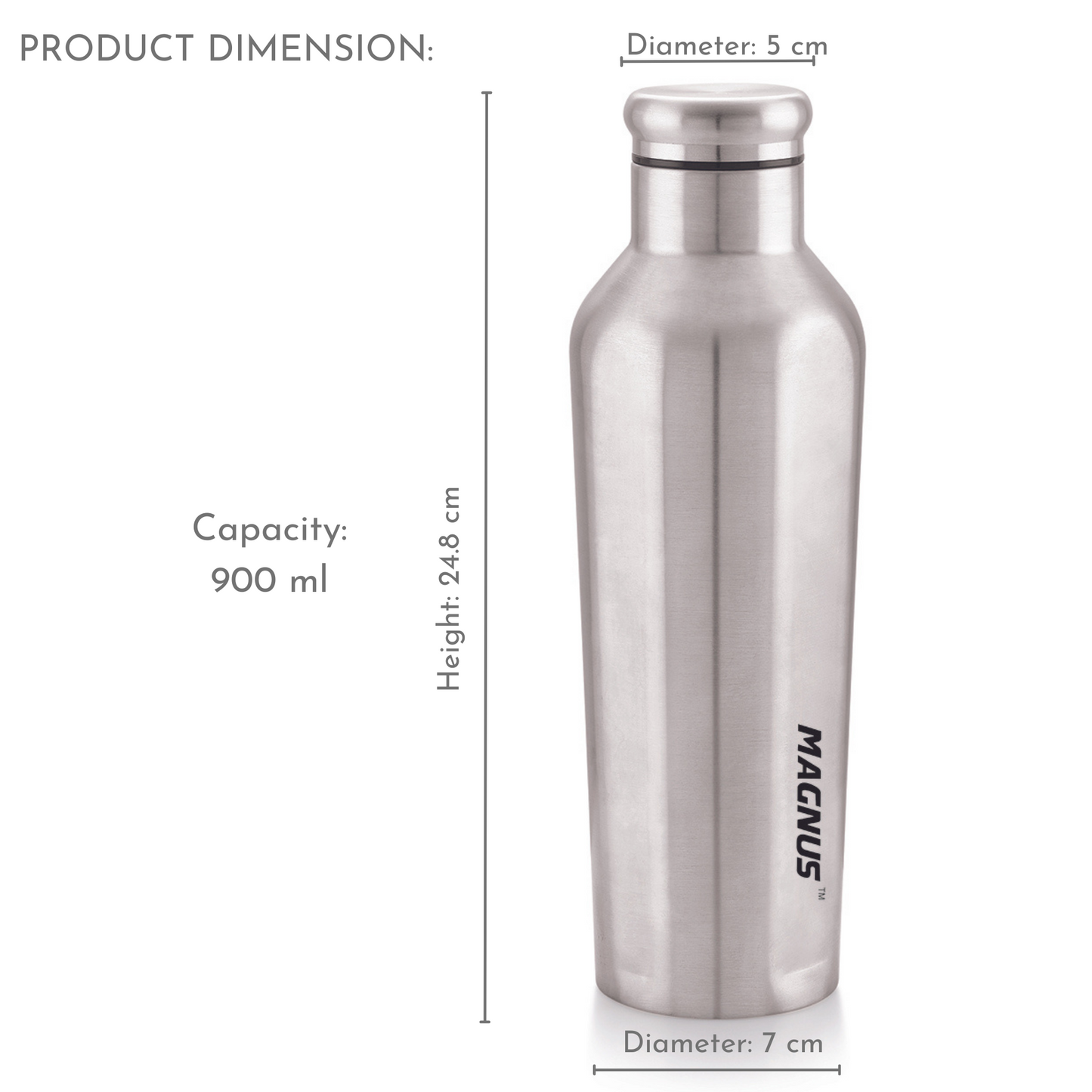Sporty Single Wall Stainless Steel Bottle for Men & Women(BPA Free, Leakproof) 900 ml Bottle