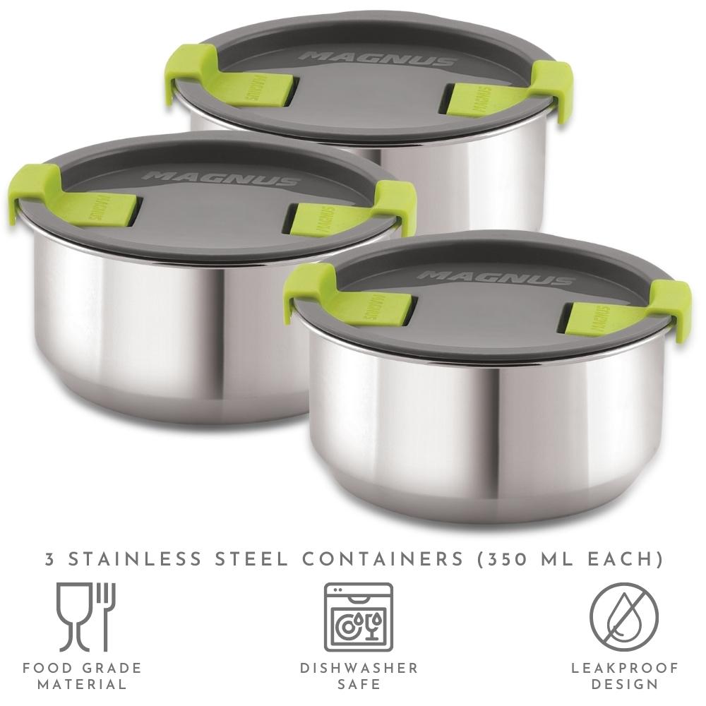 3 Airtight & Leakproof Stainless Steel Lunch Box with Bag