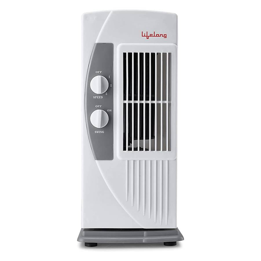 Portable Mini Tower Fan with 90 Degree Rotating & Revolving Base for Home, Kitchen and Office | Anti Rust Body (White)