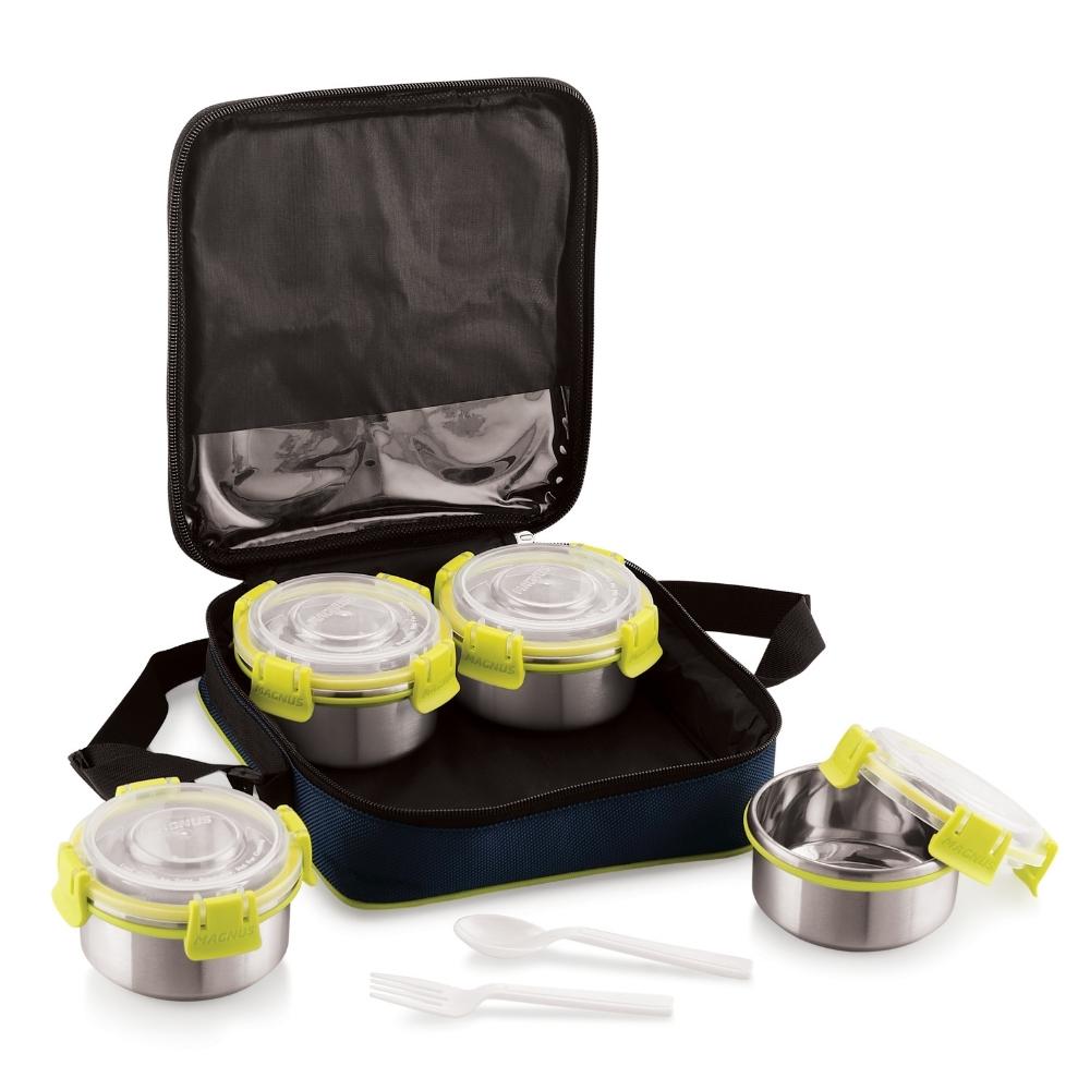 4 Airtight & Leakproof Stainless Steel Lunch Box with Bag