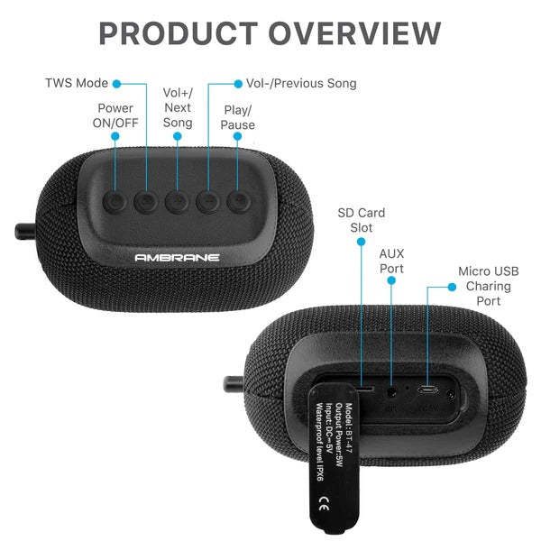 Portable Bluetooth Speaker with Inbuilt Mic