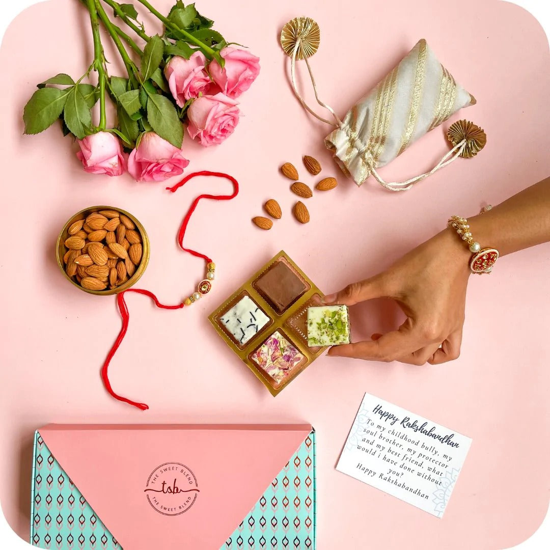Small Hamper with Meena Bracelet set for bhaiya bhabhi