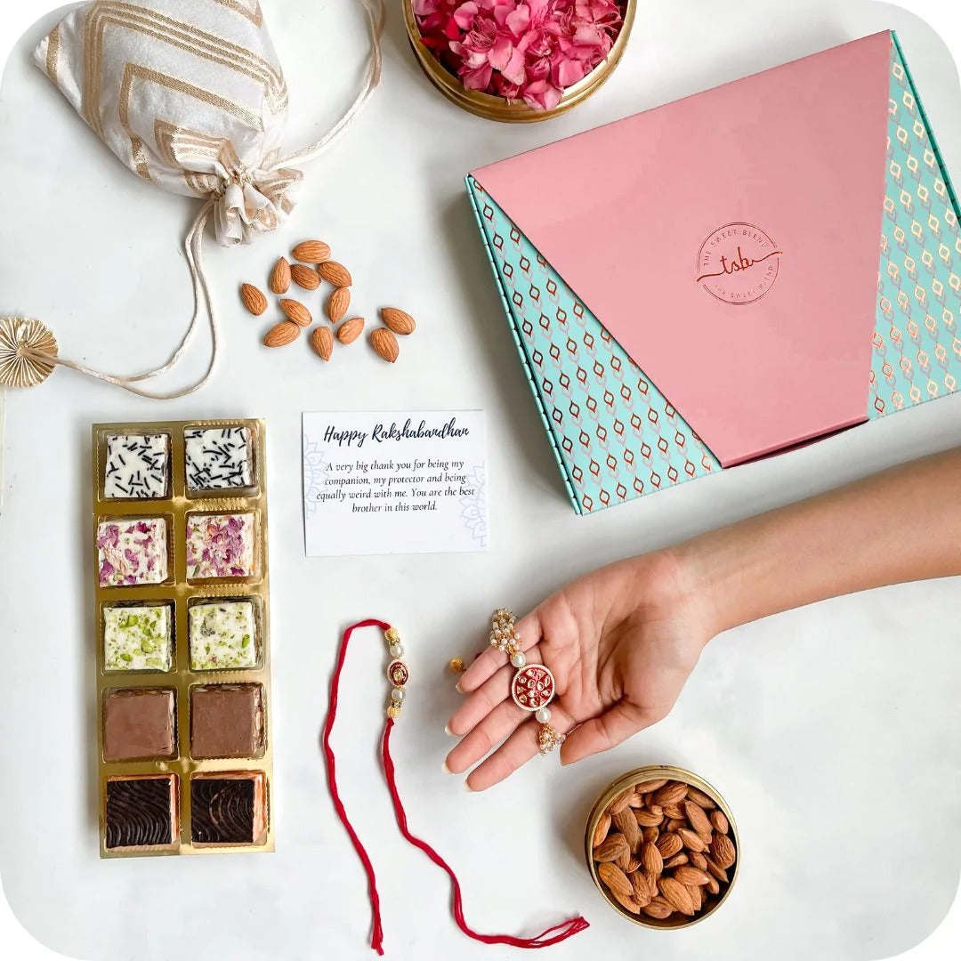 Big Hamper with Meena Rakhi Bracelet Set