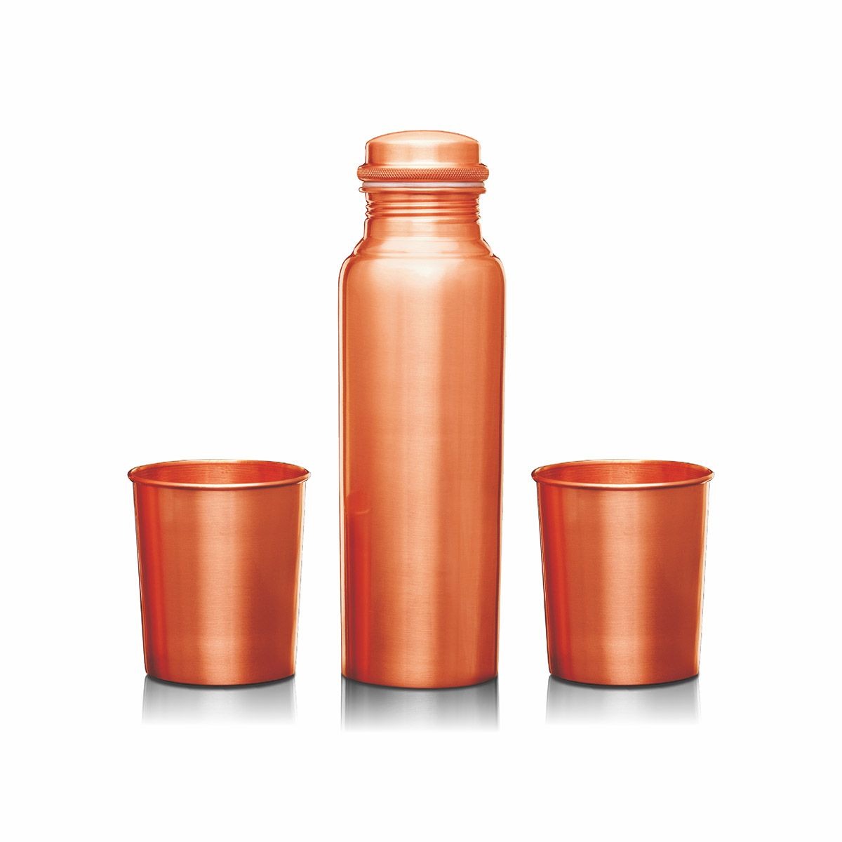 Copper Bottle Matte With 2 Glasses