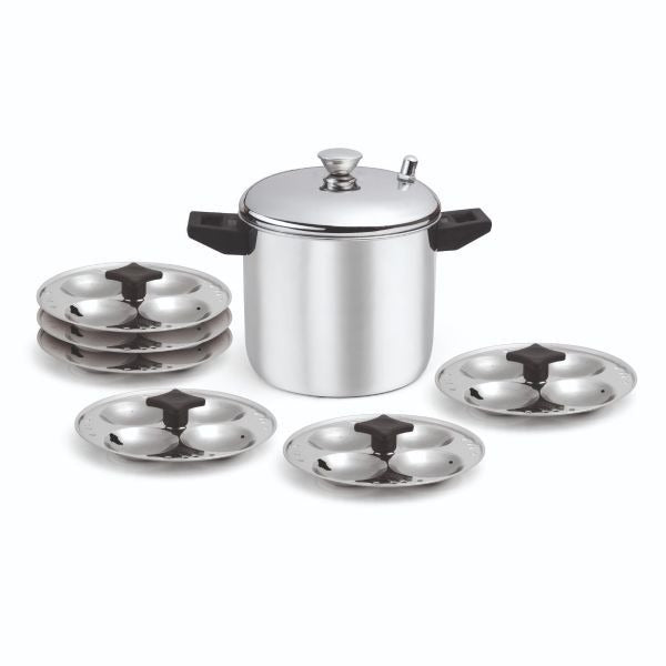 Modern Steel Idli Cooker With Sandwich Bottom 6 Plates