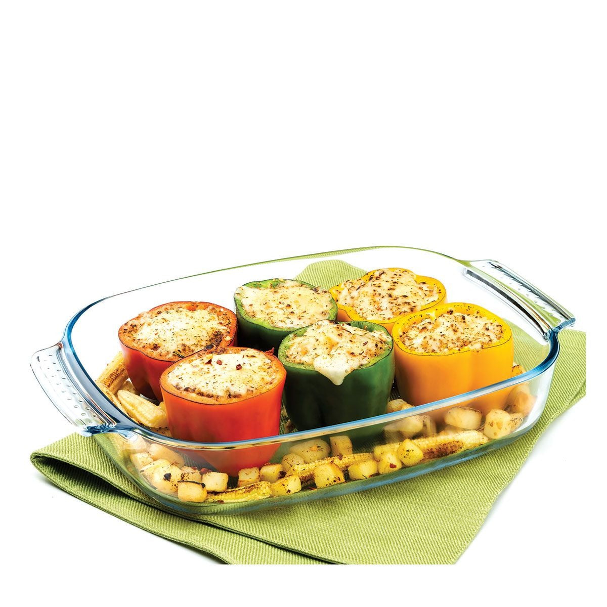 Deep Dish Rectangle With Handle 3800 Ml. | Borosilicate Glass |