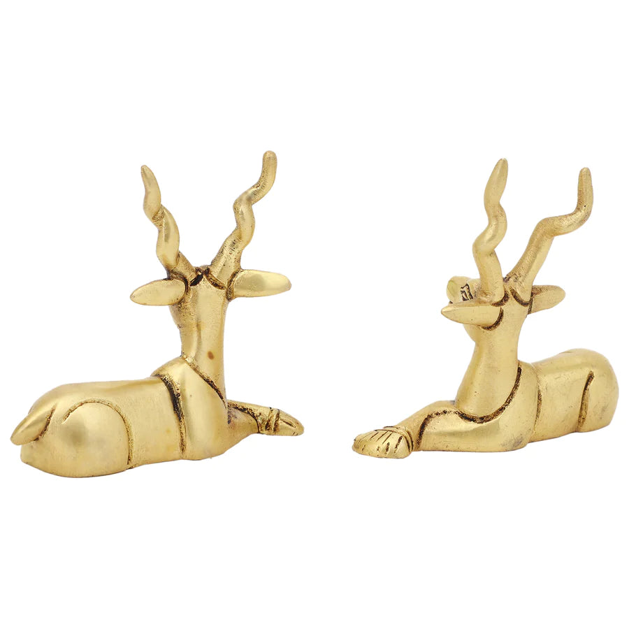Art Brass Deer Statue (Small Pair)