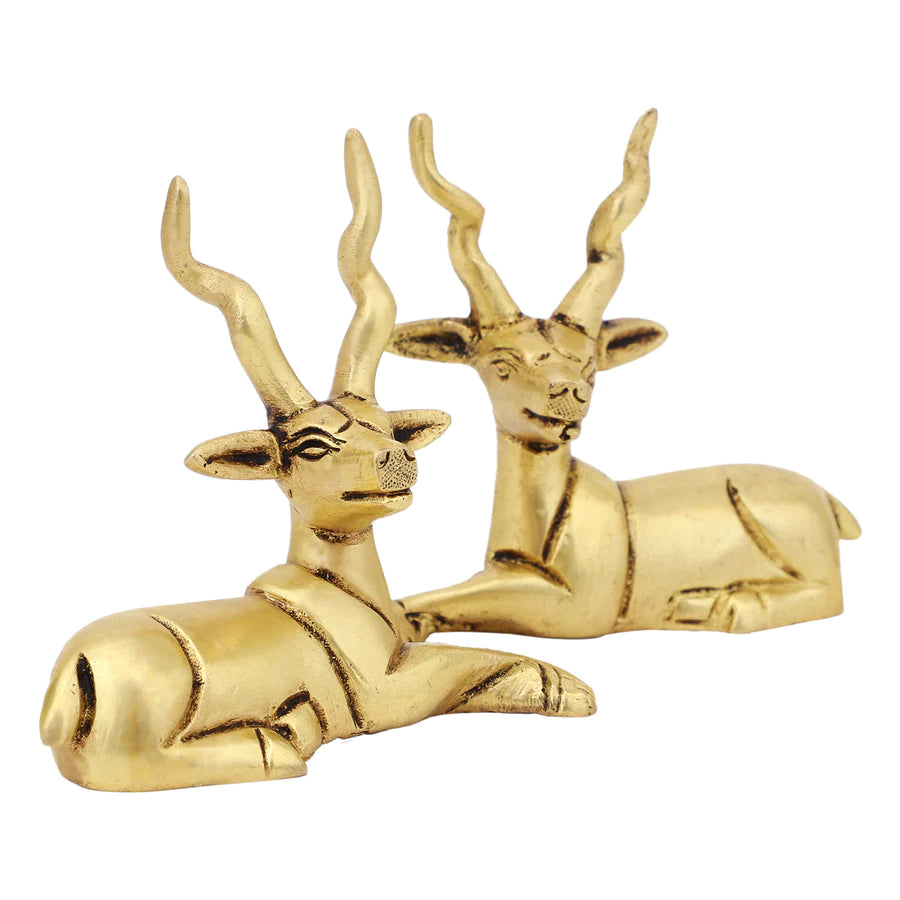 Art Brass Deer Statue (Small Pair)