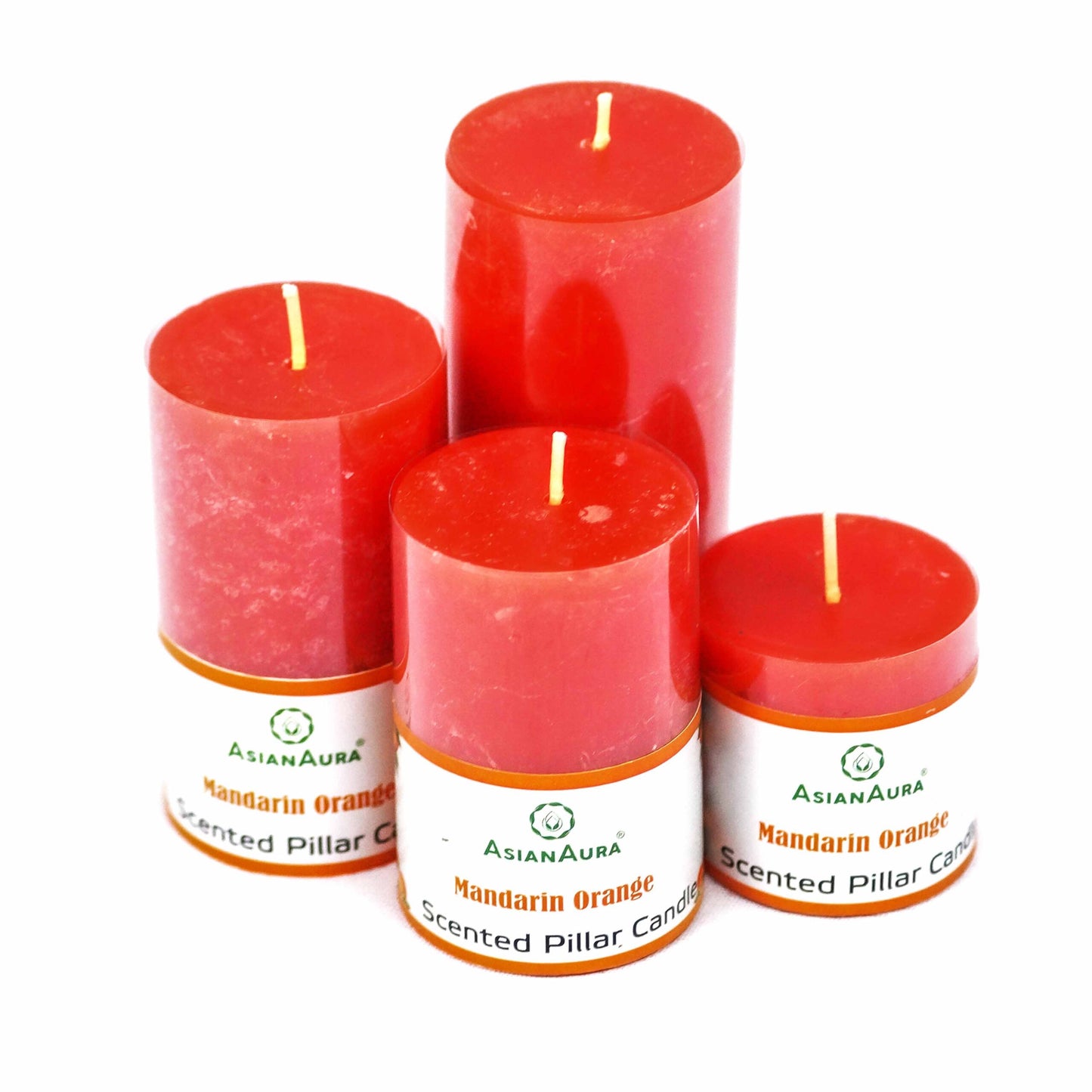Mandarin Orange Scented Pillar Candle Gift Set (Pack of 4)
