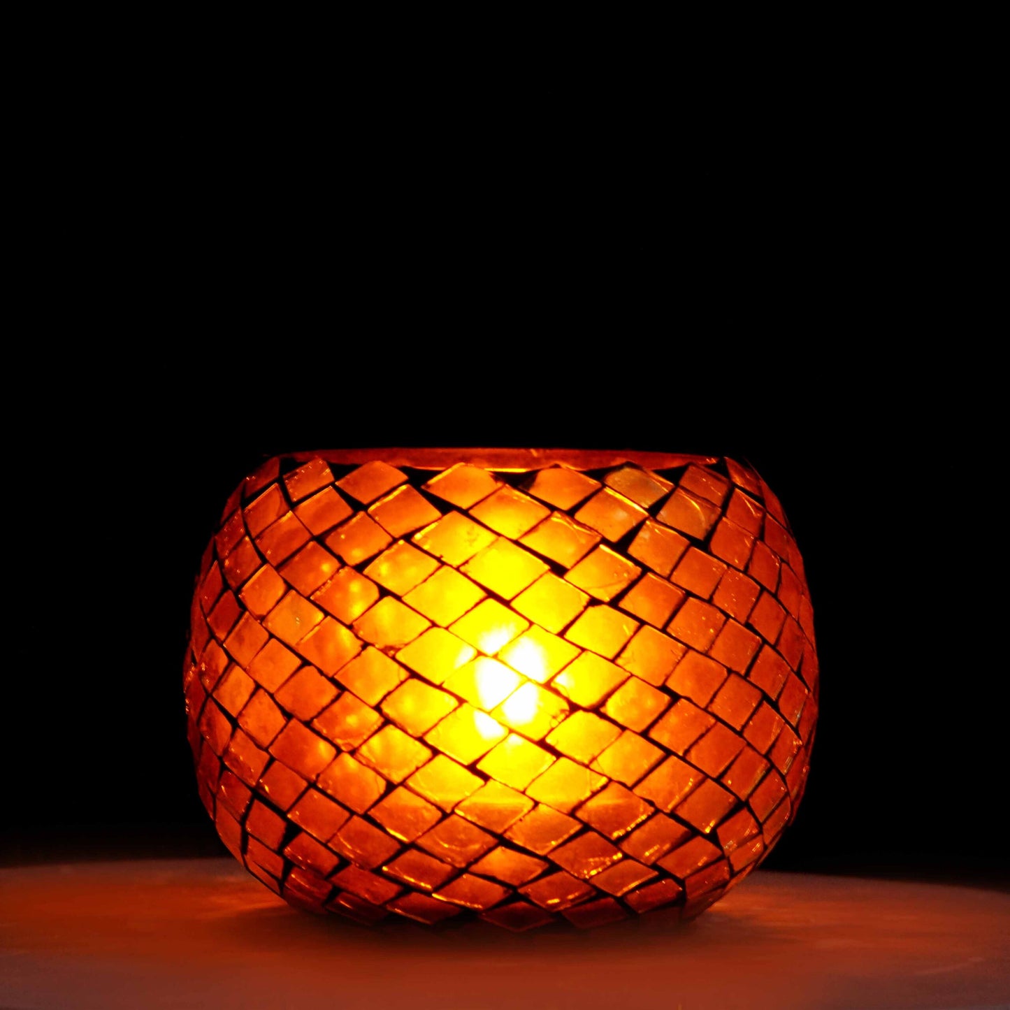Mosaic Glass Tealight Candle Holders l Pack of 4 – Yellow Mosaic Glass T-lite Votive with 4 Tea Light Candle